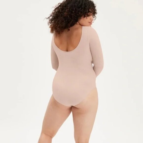Girlfriend Collective Ava Bateau Ribbed Bodysuit Long Sleeve | Petal Pink | SZ L - Picture 1 of 13